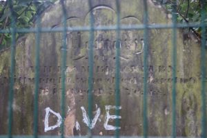 Lost gravestones William Blackburn, Holy Trinity Carlisle, Cumbrian Characters, graffiti 