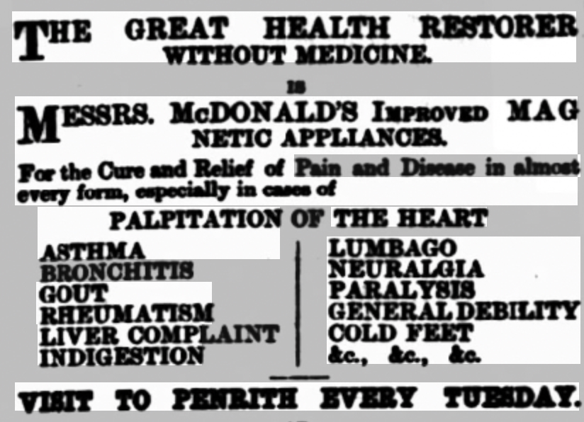Magnetic appliances – quack cures, over-sharing and sexism in 1880s Cumbria